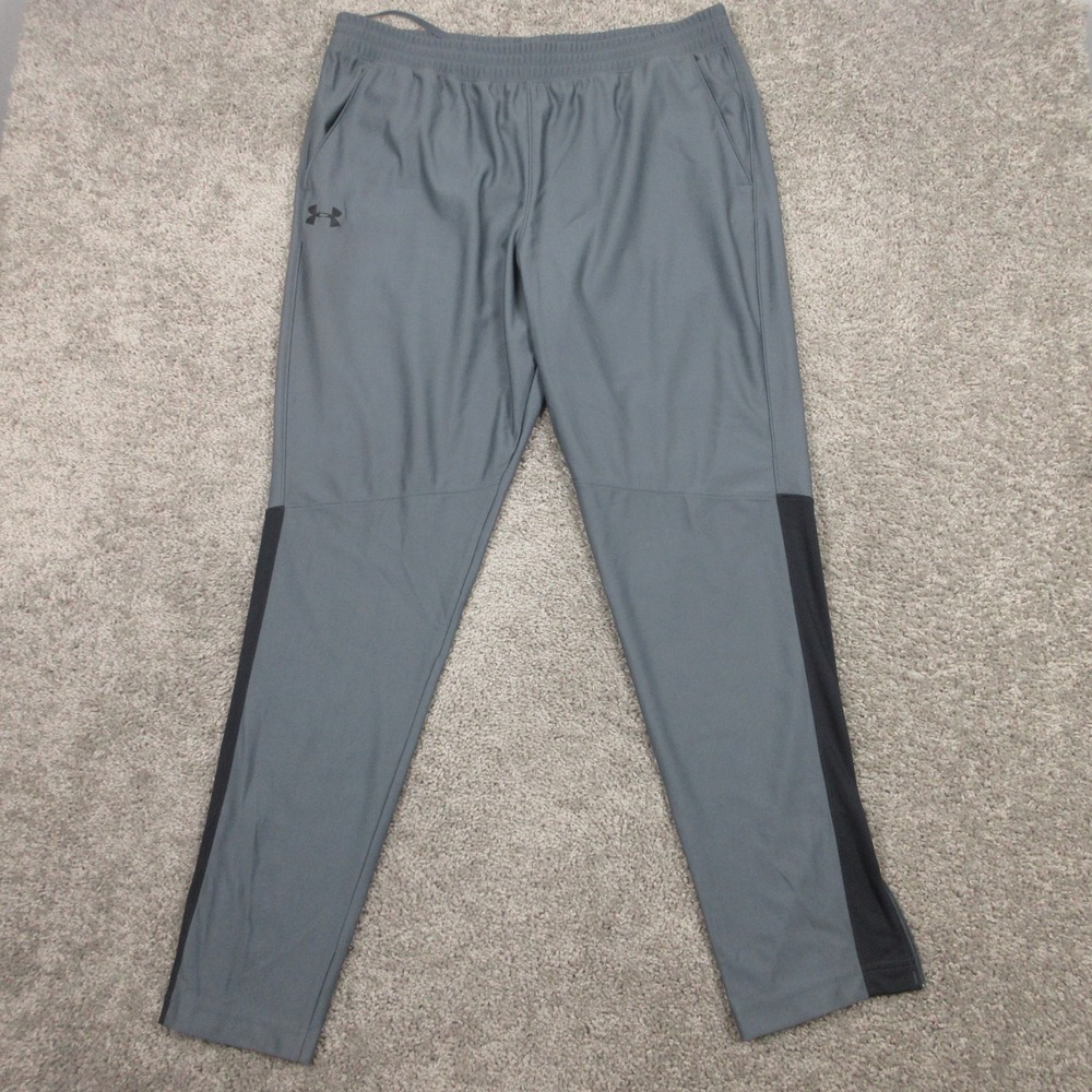 Under Armour Track‎ Pants Mens XL Gray Ankle Zip Warmup Basketball Gym Exercise